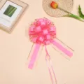 Large pink gift wrapping bow with gold trim, perfect for Christmas, floral decoration and weddings. - 10 Strands Pack / Pink