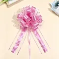 Large 6.4cm pink matte metallic gift wrapping pull bow, perfect for Christmas present decoration. - 10 Pieces Set / Pink