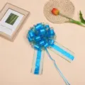 Large blue gold-edged ribbon pull bow for gift wrapping, Christmas and wedding car decoration. - 10 Strands Pack / Light Blue