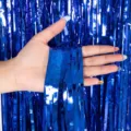 Tenda a frange blu metallizzata, decorazione lucida per sfondo festa, festone per compleanno nozze. - 1m*2m / Blu scuro