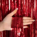 Tendina con frange metallizzate rosse decorazione festa compleanno sfondo brillante - 1m*2m / Rosso