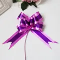 Purple and pink decorative ribbon bow for wedding car and gift wrapping, large size pull bow. - 100pcs Pack / Purple Stripe