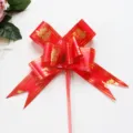 Rode strik met dubbel geluksymbool voor trouwauto decoratie en geschenkverpakking groot. - 100 stuks verpakking / Rood Dubbel Geluk
