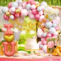 Engagement balloon arch set for wedding party decoration with pink and gold balloons. - Wedding Set 3682