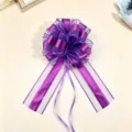 Purple gift pull bow for Christmas present wrapping, large matte ribbon decorative flower. - 10 Pieces Set / Purple