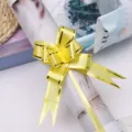 Yellow pull bow for gift wrapping, medium size ribbon bow for holiday flower packaging and decoration. - Yellow Gold Edge