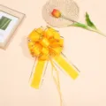 Large yellow pull bow with gold edge for gift packaging, wedding car and Christmas party decor. - 10 Strands Pack / Yellow