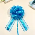 Blue gift wrapping pull bow, metallic matte mesh decorative bow for Christmas party. - 10 Pieces Set / Light Blue