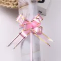 Pink ribbon bow for gift wrapping, decorative bow for flowers, wedding party packaging accessories. - Light Pink Gold Edge