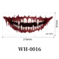Pegatina de tatuaje temporal de cara de boca de zombi de Halloween impermeable 210x87mm - WH-0016 / 87*210 mm (Solo lámina)
