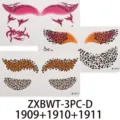 Tatuajes temporales de cara con estampado de leopardo, pegatinas de delineador para Halloween. - ZXBWT-3PC-D (juego de 3 modelos)