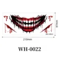 Halloween spooky mouth temporary tattoo sticker scary bloody teeth makeup facial party decal - WH-0022 / 87*210mm (Sheet Only)