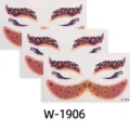 Temporary Halloween Face Tattoo Leopard Print Eye Sticker Waterproof Makeup Decal - W-1906 (Set of 3)