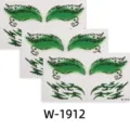 Halloween temporary face tattoo green leopard eye sticker waterproof makeup style new - W-1912 (Set of 3 Sheets)