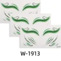 Halloween green leopard face temporary tattoo stickers eye makeup waterproof body art decor - W-1913 (Set of 3 Sheets)