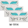 Waterproof temporary face tattoo sticker with blue leopard eye makeup design Halloween. - W-1914 (Set of 3 Sheets)