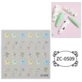5D embossed soft rubber nail stickers with holographic bear and abstract gemstone designs. - ZC-0509