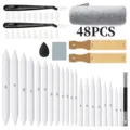 Detailed display of the 48-piece professional sketch drawing tool set with blending paper stumps. - Sketching and Drawing Tool Set, 48 Pieces