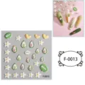 Cute 5D embossed avocado nail stickers with adorable cartoon flowers and nice text details. - F-0013