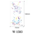 Colorful cartoon dolphin and whale temporary tattoo sticker, size 75x140mm, waterproof body art. - W-1583