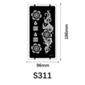 PVC hollow henna tattoo stencil template for body art painting, size 96x186mm design. - S-0311 / 96*186mm