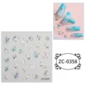 Adesivi per nail art con farfalle argentate olografiche 5D decalcomanie scintillanti - 60X60mm / ZC-0358 (Farfalle Argentate)