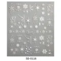 5D embossed white snowflake nail stickers Christmas holiday DIY decal for phone case stationery - 5D-0116