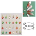Adesivi per nail art natalizi 5D, decalcomanie in resina metallica per decorazione manicure. - 60X60mm / ZC-0359 (Tema Natalizio)