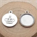 18mm runde Kronen Lünette Anhänger Schalen DIY Metall Rohling Basis für Schmuckherstellung - Antiksilber