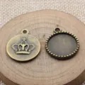 Antikbronze runde Kronen Lünette Anhänger Schalen DIY Schmuck Zubehör Teile 18mm - Antik-Bronze