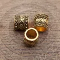Cuentas espaciadoras de agujero grande oro antiguo para joyería DIY y accesorios de rastas. - Oro antiguo