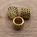 Hollow Mesh Tube Beads Metal Dreadlock Beads Spacer Beads 8x8x8mm DIY Hair Jewelry - Antique Gold