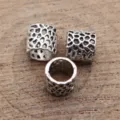 Metal mesh tube dreadlock beads spacer hair accessories for DIY styling detail shot - Antique Silver