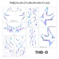 Holographic temporary tattoo sticker set, anime demon style body art design for cosplay. - Laser Style (8 Sheets)