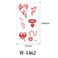 Pegatina de tatuaje temporal de corazón rojo impermeable con diseño bonito 75x140mm - W-1462 / 75*140 mm