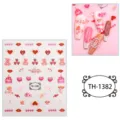 Valentine's day cute cartoon nail art stickers, sweet pink bear and heart design sheet. - TH-1382 (Little Bear & Strawberry)
