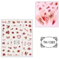Red rose nail art stickers waterproof cute floral stickers for DIY diary crafts and nail design - TH-1383 (Red Rose & Bow)