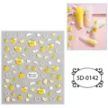 5D embossed cute cartoon lemon nail art stickers, yellow fruit emoji decal for DIY manicure. - 85*100mm (Bare Sheet) / 5D-0142