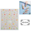 5D embossed nail art stickers cute colorful flowers stars hearts DIY manicure decals sheet - 85*100mm (Bare Sheet) / 5D-0143