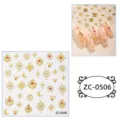5D gold embossed nail art stickers with celestial moon star and heart magical designs for manicures. - ZC-0506