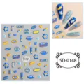 5D embossed nail art stickers cute cartoon blue blue-yellow diy manicure decals 1 sheet - 85*100mm (Bare Sheet) / 5D-0148