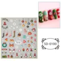Pegatinas de uñas en relieve 5D de Navidad lindos dibujos animados decoración set. - 5D-0100