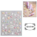 5D cute embossed nail stickers sweet rabbit bear flower DIY nail art decals for women girls - 85*100mm (Bare Sheet) / 5D-0149