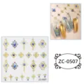 5D Gold Stamping Relief Nail Art Stickers Luxury Blue Gem Star Self-Adhesive Nail Decals - ZC-0507