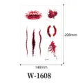 Pegatinas de tatuaje temporal de Halloween cicatriz sangrienta herida maquillaje de cara - W-1608