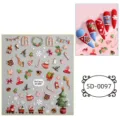 Pegatinas de uñas en relieve 5D de Navidad lindas calcomanías de manicura festiva - 5D-0097