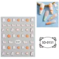 Pegatinas de uñas 5D de oso lindo y naranja decoración DIY calcomanía de manicura - 85*100mm (Hoja suelta) / 5D-0151