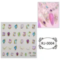 Pegatinas de arte de uñas de cristal 5D líneas doradas decoraciones de manicura DIY - Pegatina de Dibujos Animados (RJ-0004) / 60X60mm