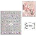 5D embossed floral nail stickers DIY cute flower leaf nail art decals for women and girls - 5D-0081