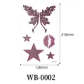 Waterproof glitter temporary tattoo sticker sheet with butterfly and star designs for parties. - WB-0002 / 120x210 mm
